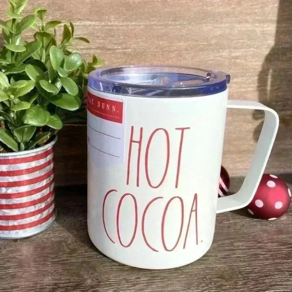 Rae Dunn Accessories - NEW - Rae Dunn - HOT COCOA - insulated stainless Steel Christmas Mug/Cup w/lid